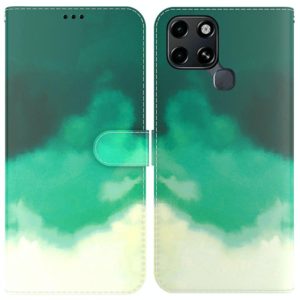 For Infinix Smart 6 Watercolor Pattern Horizontal Flip Leather Phone Case(Cyan Green) (OEM)