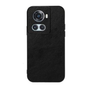 For OnePlus Ace Accurate Hole Two-color Litchi Texture PU Phone Case(Black) (OEM)