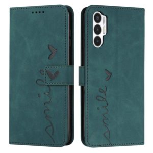 For Tecno Pova 3 Skin Feel Heart Pattern Leather Phone Case(Green) (OEM)