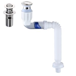 Household Deodorant Washbasin Water Pipe, Style: B White Flap With Basket and Overflow (OEM)