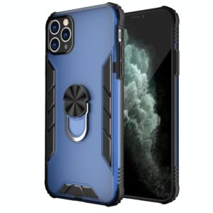 For iPhone 11 Pro Max Magnetic Frosted PC + Matte TPU Shockproof Case with Ring Holder (Classic Blue) (OEM)