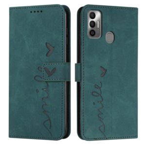 For Tecno Spark 7T/Spark 7 Skin Feel Heart Pattern Leather Phone Case(Green) (OEM)