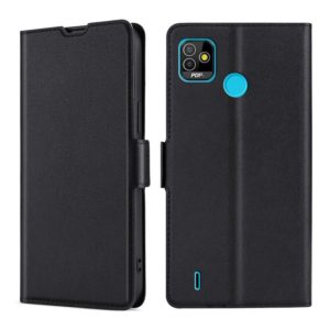 For Tecno Pop 5 Ultra-thin Voltage Side Buckle PU + TPU Horizontal Flip Leather Case with Holder & Card Slot(Black) (OEM)