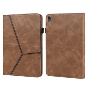 For Lenovo Tab P11 2020 11 inch Solid Color Embossed Striped Leather Case(Brown) (OEM)