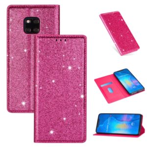For Huawei Mate 20 Pro Ultrathin Glitter Magnetic Horizontal Flip Leather Case with Holder & Card Slots(Rose Red) (OEM)