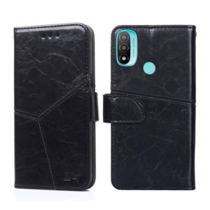 For Motorola Moto E20 Geometric Stitching Horizontal Flip Leather Phone Case(Black) (OEM)