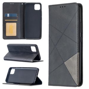 For OPPO Realme C11 Rhombus Texture Horizontal Flip Magnetic Leather Case with Holder & Card Slots(Black) (OEM)