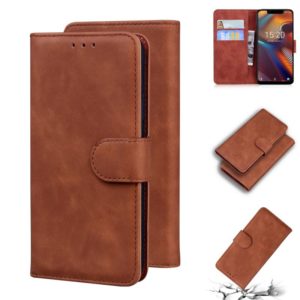 For UMIDIGI A3/A3 Pro Skin Feel Pure Color Flip Leather Phone Case(Brown) (OEM)