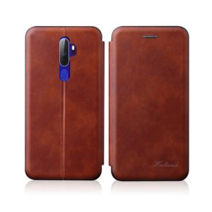 For OPPO A52 / A72 / A92 Integrated Electricity Pressing Retro Texture Magnetic TPU+PU Leather Case with Card Slot & Holder(Brown) (OEM)