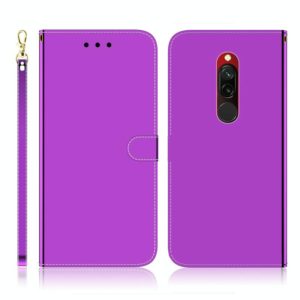 For Xiaomi Redmi 8 Imitated Mirror Surface Horizontal Flip Leather Case with Holder & Card Slots & Wallet & Lanyard(Purple) (OEM)