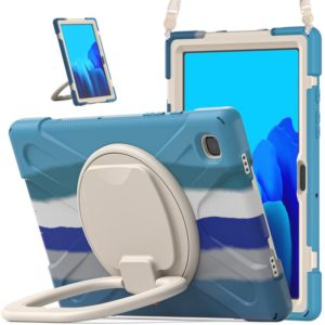 For Samsung Galaxy Tab A7 10.4 (2020) T500 / T505 Silicone + PC Protective Case with Holder & Shoulder Strap(Colorful Blue) (OEM)