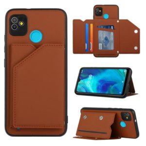 For Tecno Pop5 Skin Feel PU + TPU + PC Phone Case(Brown) (OEM)