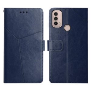 For Motorola Moto E40 Y Stitching Horizontal Flip Leather Phone Case(Blue) (OEM)