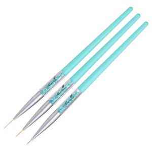 Monja 7/9/11mm 3 PCS/set Brush Liner Flower Grid Image Painting Acrylic Handle Drawing Pen Manicure Tool(Blue Rod Blue Diamond) (OEM)