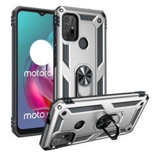 For Motorola Moto G30 / G10 Shockproof TPU + PC Protective Case with 360 Degree Rotating Holder(Silver) (OEM)