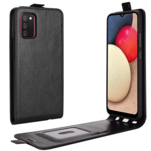For Samsung Galaxy A02s (EU Version) R64 Texture Single Vertical Flip Leather Protective Case with Card Slots & Photo Frame(Black) (OEM)