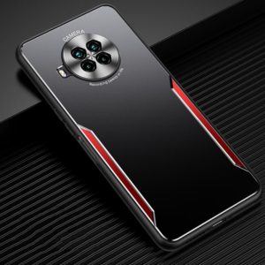 For Xiaomi Redmi Note 9 Pro Blade Series TPU Frame + Titanium Alloy Sand Blasting Technology Backplane + Color Aluminum Alloy Decorative Edge Mobile Phone Protective Shell(Black + Red) (OEM)