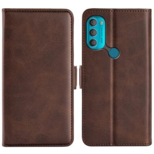 For Motorola Moto G71 5G Dual-side Magnetic Buckle Leather Phone Case(Brown) (OEM)