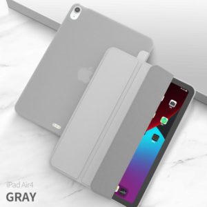 For iPad Air 2022 / 2020 10.9 Three-folding Surface PU Leather TPU Matte Soft Bottom Case with Holder & Sleep / Wake-up Function(Grey) (OEM)