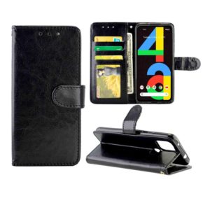 For Google Pixel 4a 5G Crazy Horse Texture Leather Horizontal Flip Protective Case with Holder & Card Slots & Wallet & Photo Frame(Black) (OEM)