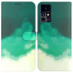 For Infinix Zero X / X Pro Watercolor Pattern Horizontal Flip Leather Phone Case(Cyan Green) (OEM)