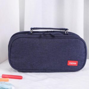 Large Capacity Multi-layer Portable Stationery Bag Canvas Pen Bag(Navy Blue) (OEM)