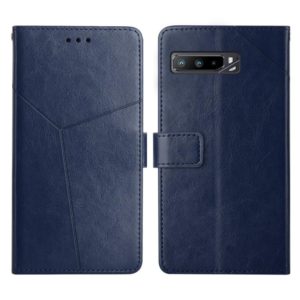 For Asus ROG Phone 3 Y Stitching Horizontal Flip Leather Phone Case(Blue) (OEM)