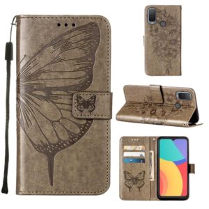 For Alcatel 1L 2021 Embossed Butterfly Leather Phone Case(Grey) (OEM)