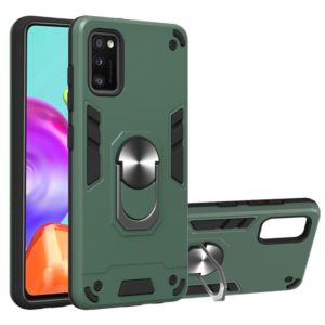 For Samsung Galaxy A41 2 in 1 Armour Series PC + TPU Protective Case with Ring Holder(Dark Green) (OEM)