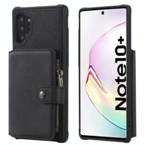 For Galaxy Note 10 Plus Buckle Zipper Shockproof Protective Case with Holder & Card Slots & Wallet & Lanyard & Photos Frames(Black) (OEM)