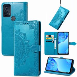For TCL 20B Mandala Flower Embossed Horizontal Flip Leather Phone Case(Blue) (OEM)