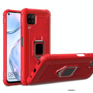 For Huawei nova 6SE Carbon Fiber Protective Case with 360 Degree Rotating Ring Holder(Red) (OEM)