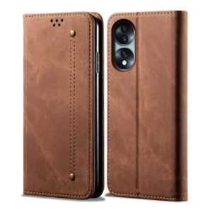 For Honor 70 Denim Texture Flip Leather Phone Case(Brown) (OEM)