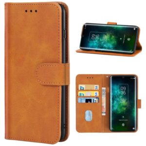 Leather Phone Case For TCL 10 Pro(Brown) (OEM)