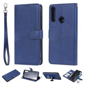 For Huawei P Smart Z / Y9 Prime Solid Color Horizontal Flip Protective Case with Holder & Card Slots & Wallet & Photo Frame & Lanyard(Blue) (OEM)