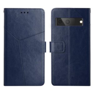 For Google Pixel 7 Y Stitching Horizontal Flip Leather Phone Case(Blue) (OEM)