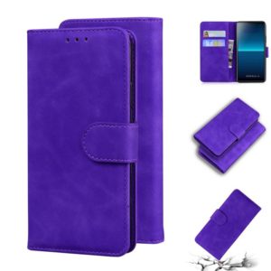 For Sony Xperia L4 Skin Feel Pure Color Flip Leather Phone Case(Purple) (OEM)