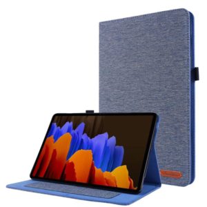 For Samsung Galaxy Tab S8 / Galaxy Tab S7 T870/T875 Horizontal Flip TPU + Fabric PU Leather Protective Case with Card Slots & Holder(DeepBlue) (OEM)