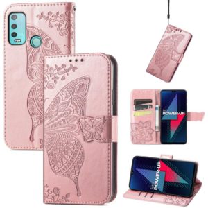For Wiko Power U30 Butterfly Love Flowers Embossed Horizontal Flip Leather Case with Holder & Card Slots & Wallet & Lanyard(Rose Gold) (OEM)