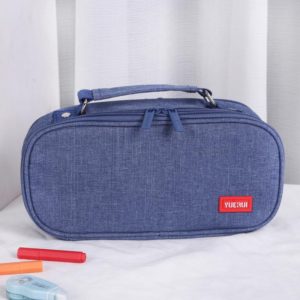 Large Capacity Multi-layer Portable Stationery Bag Canvas Pen Bag(Blue) (OEM)