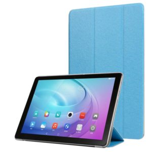 For Samsung Galaxy Tab A7 10.4 T500 TPU Silk Texture Three-fold Horizontal Flip Leather Case with Holder(Light Blue) (OEM)