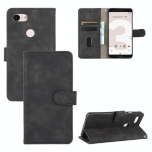 For Google Pixel 3 Solid Color Skin Feel Magnetic Buckle Horizontal Flip Calf Texture PU Leather Case with Holder & Card Slots & Wallet(Black) (OEM)