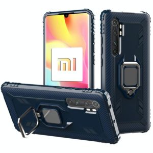 For Xiaomi Mi Note 10 Lite Carbon Fiber Protective Case with 360 Degree Rotating Ring Holder(Blue) (OEM)