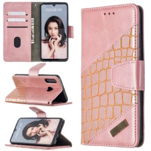 For Huawei P30 Lite Matching Color Crocodile Texture Horizontal Flip PU Leather Case with Holder & Card Slots & Wallet(Rose Gold) (OEM)