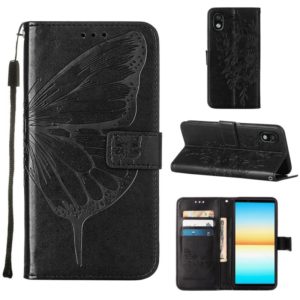 For Sony Xperia ACE III Embossed Butterfly Leather Phone Case(Black) (OEM)