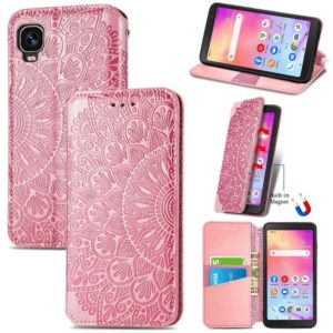 For TCL A509DL / A3 Blooming Mandala Embossed Magnetic Leather Phone Case(Pink) (OEM)