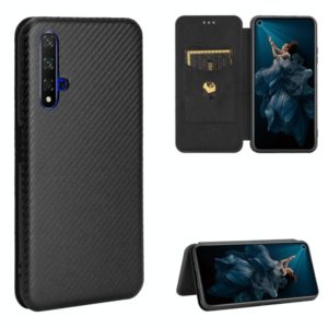 For Huawei Honor 20 / nova 5T Carbon Fiber Texture Horizontal Flip TPU + PC + PU Leather Case with Card Slot(Black) (OEM)