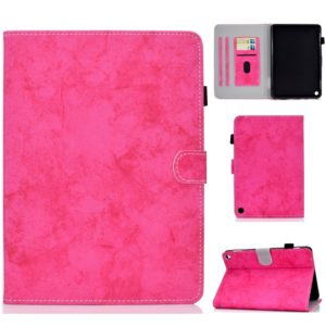 For Amazon Kindle Fire HD 8 (2020) Marble Style Cloth Texture Tablet PC Protective Leather Case with Bracket & Card Slot & Pen Slot & Anti Skid Strip & Wake-up / Sleep Function(Rose Red) (OEM)