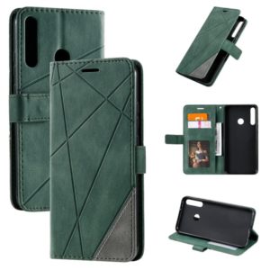 For Huawei P40 Lite E / Y7p / Honor 9C Skin Feel Splicing Horizontal Flip Leather Case with Holder & Card Slots & Wallet & Photo Frame(Green) (OEM)