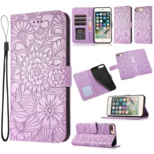 Skin Feel Embossed Sunflower Horizontal Flip Leather Case with Holder & Card Slots & Wallet & Lanyard For iPhone 6 Plus / 6s Plus(Purple) (OEM)